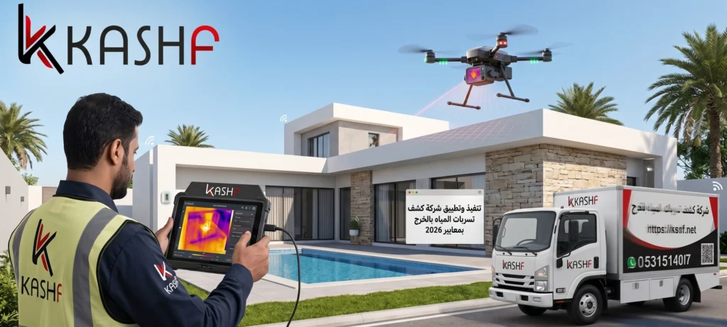 صورة توضيحية لعملية شركة كشف تسربات المياه بالخرج باستخدام أحدث التقنيات