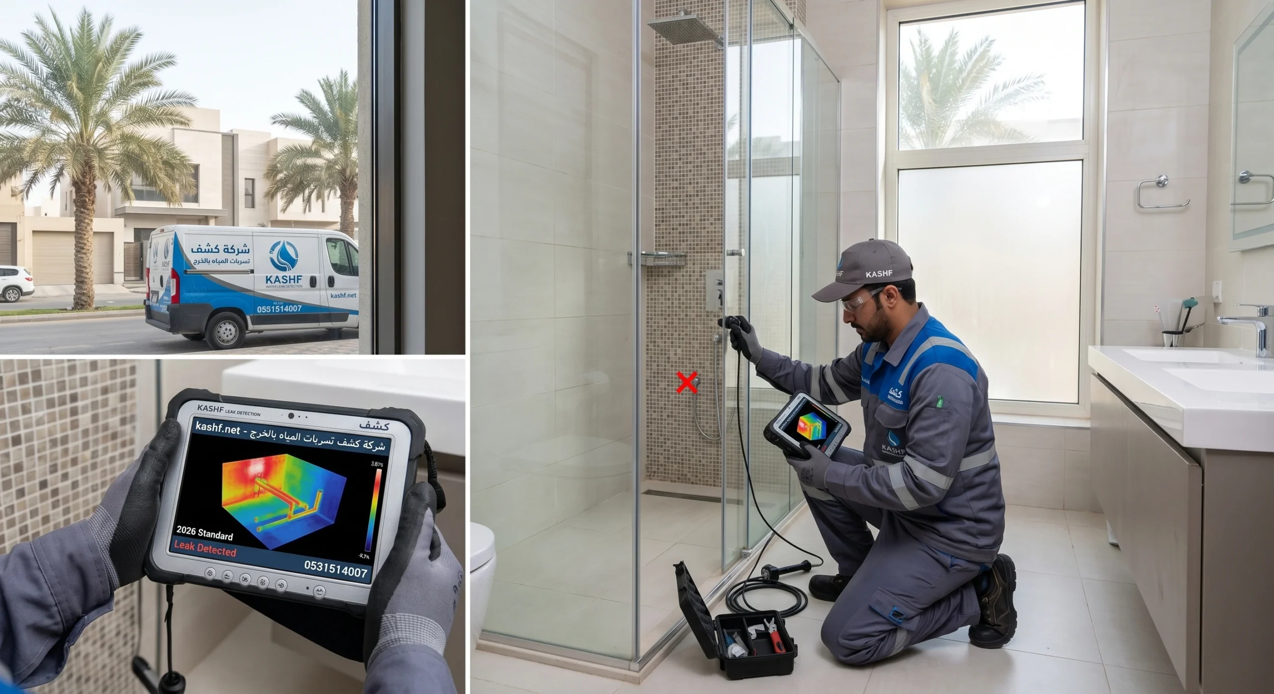 صورة توضيحية لعملية شركة كشف تسربات المياه بالخرج باستخدام أحدث التقنيات