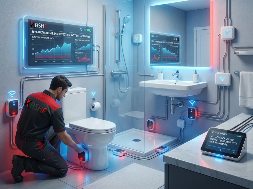 صورة توضيحية لعملية كشف تسربات الحمامات بالرياض باستخدام أحدث التقنيات